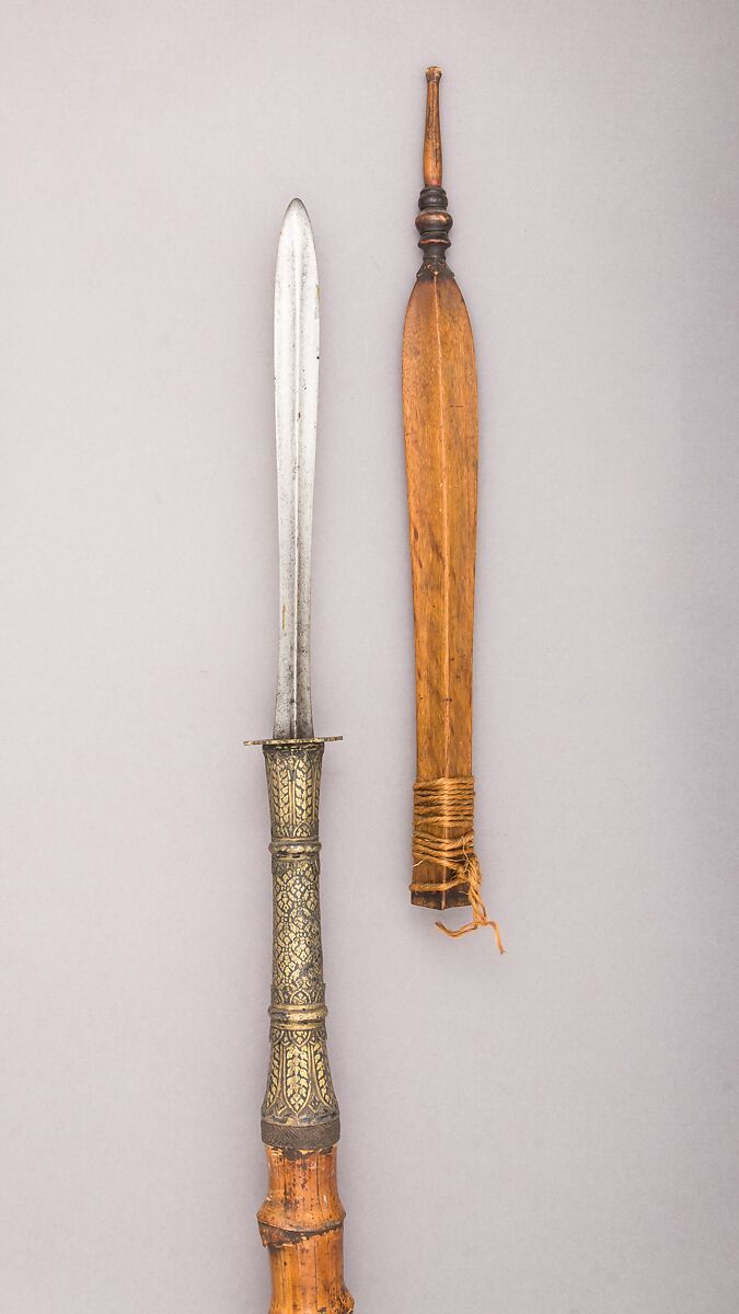 Lance with Sheath, Gold, bamboo, wood, Thai 