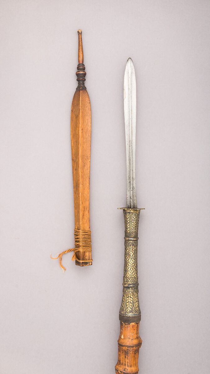 Lance with Sheath, Gold, bamboo, wood, Thai