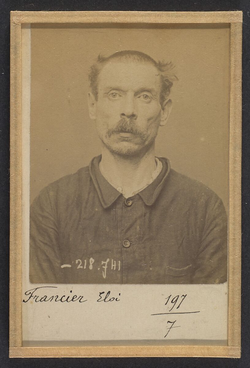 Francier. Éloi. 41 ans, né le 28/10/53 à Resson-le-Long (Aisne). Ébéniste. Anarchiste. 22/5/94., Alphonse Bertillon (French, 1853–1914), Albumen silver print from glass negative 