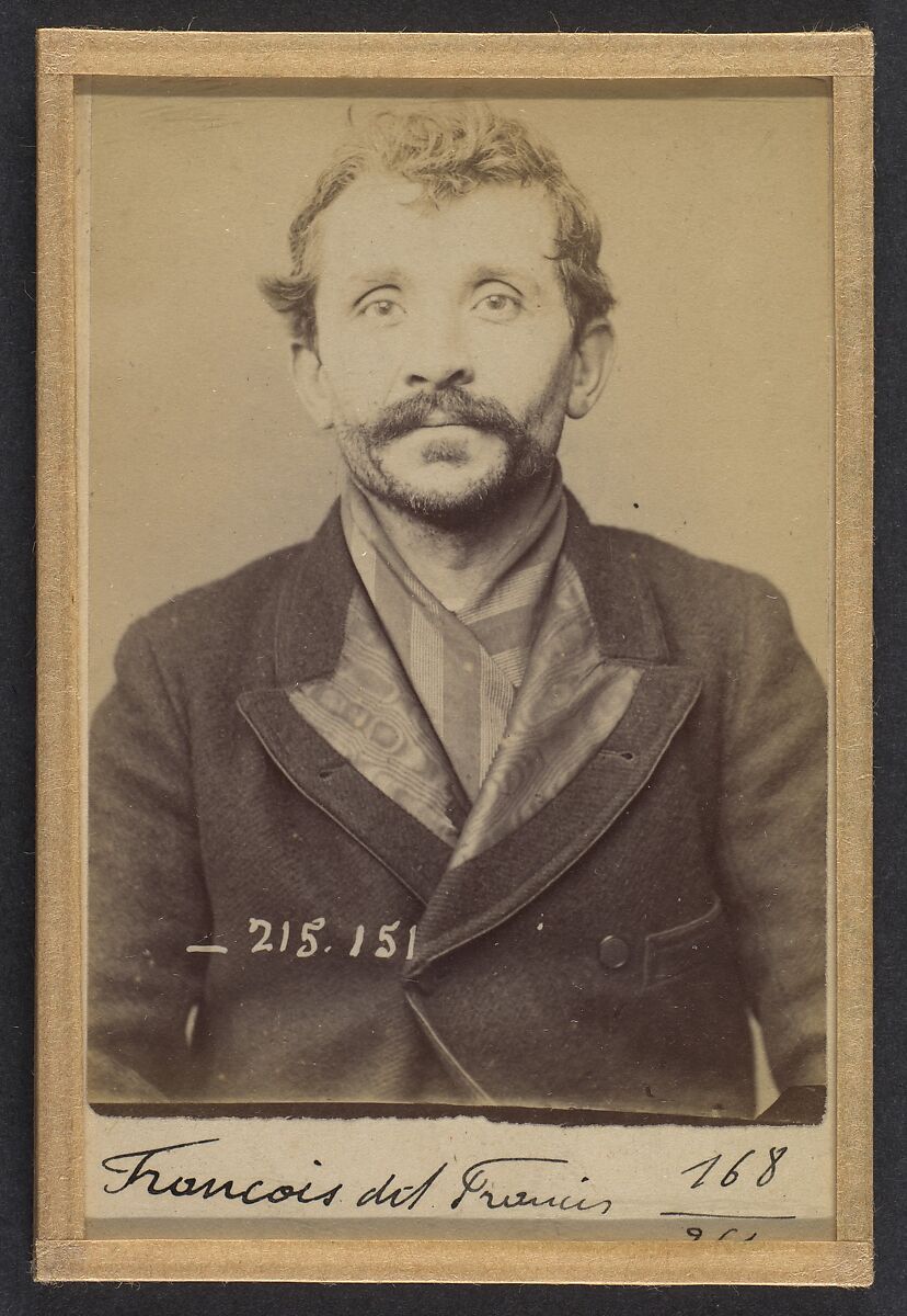 François dit Francis. 38 ans, né le 3/12/55 à Reims (Marne). Ébéniste. Anarchiste. 5/3/94., Alphonse Bertillon (French, 1853–1914), Albumen silver print from glass negative 