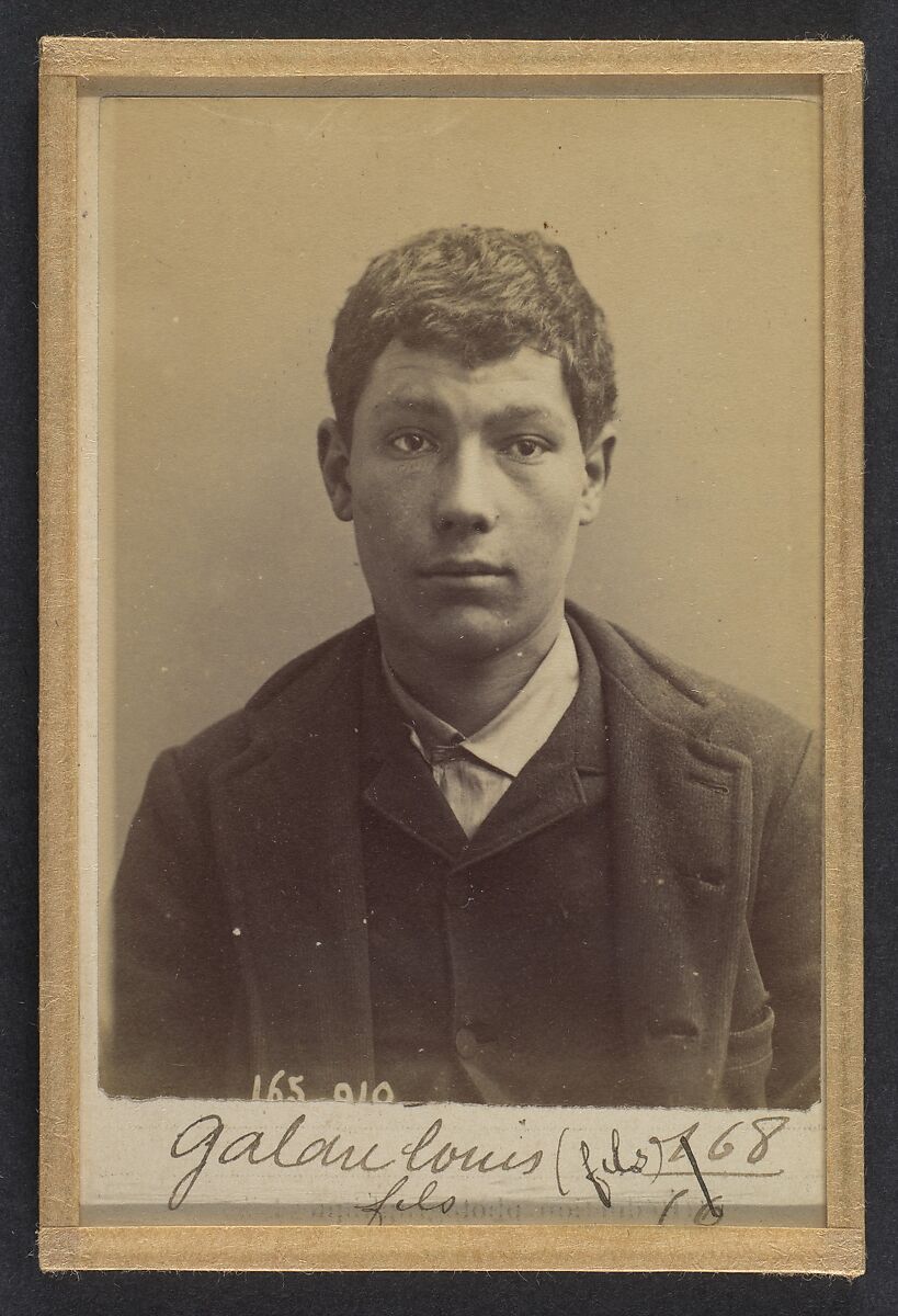 Galau. Charles. 18 ans, né à Nogent s/Marne (Seine). Charron. Cris séditieux. Anarchiste. 21/2/91., Alphonse Bertillon (French, 1853–1914), Albumen silver print from glass negative 