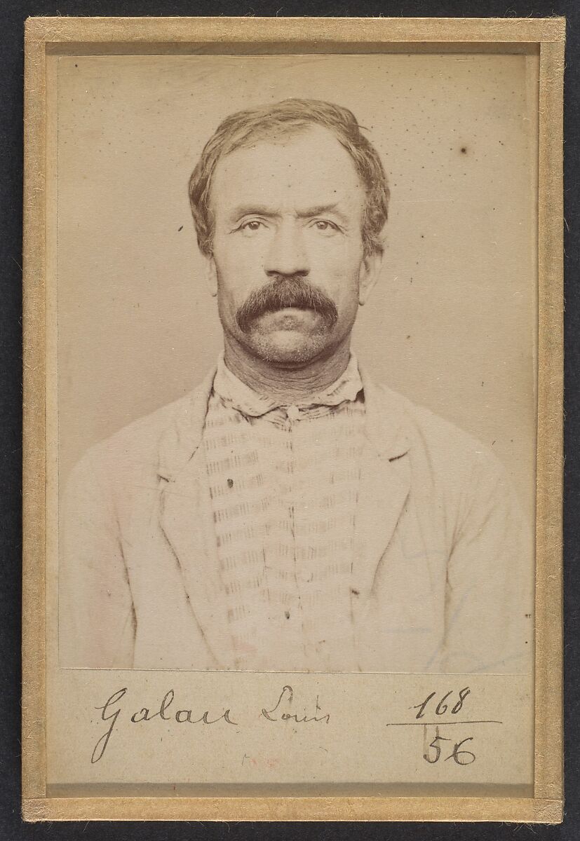 Galau (ou Gallot). Louis. 53 ans, né à Meriziès (Tarn). Charron. Anarchiste. 21/8/93., Alphonse Bertillon (French, 1853–1914), Albumen silver print from glass negative 