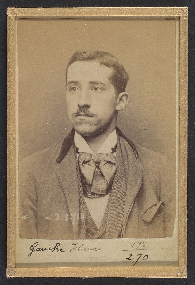 Gauche. Henri. 24 ans, né le 7/2/60 à Paris. Rentier. Anarchiste., Alphonse Bertillon (French, 1853–1914), Albumen silver print from glass negative 