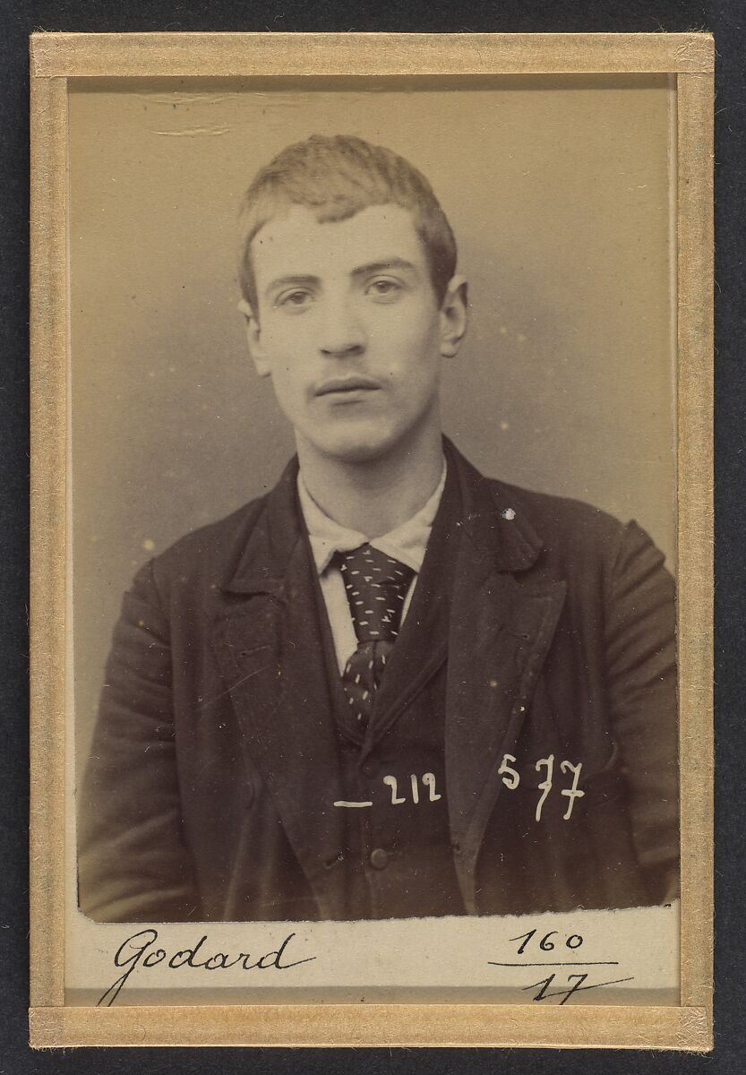 Godard. Armand, Alexandre. 18 ans, né le 11/3/75 à Paris XVIIe. Électricien. Cris séditieux. 6/1/94., Alphonse Bertillon (French, 1853–1914), Albumen silver print from glass negative 