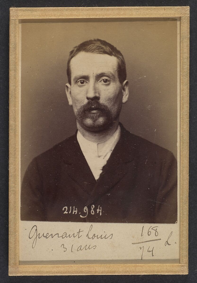Guénant. Louis, Désiré. 31 ans, né à Paris XVIIIe. Comptable. Anarchiste. 2/3/94., Alphonse Bertillon (French, 1853–1914), Albumen silver print from glass negative 