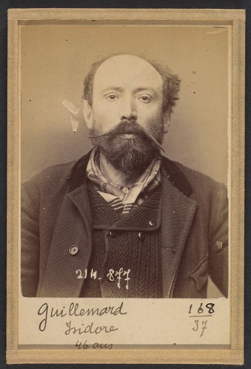 Guillemard. Isidore, François. 46 ans, né à St-Michel des Andaines (Orne). Menuisier. Anarchiste 28/2/94., Alphonse Bertillon (French, 1853–1914), Albumen silver print from glass negative 