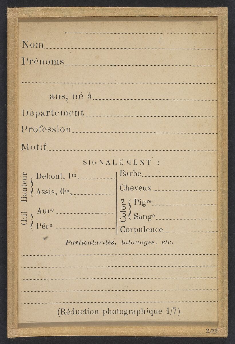 Henry. Émile. (auteur de l'attentat de l'Hotel St-Lazare), Alphonse Bertillon (French, 1853–1914), Albumen silver print from glass negative