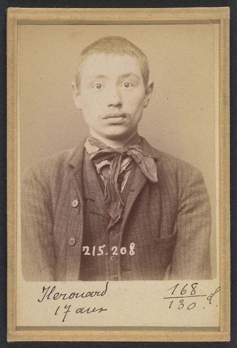 Herouard. Henri. 17 ans, né à Paris XVIIe. Serrurier. Anarchiste. 6/3/94., Alphonse Bertillon (French, 1853–1914), Albumen silver print from glass negative 