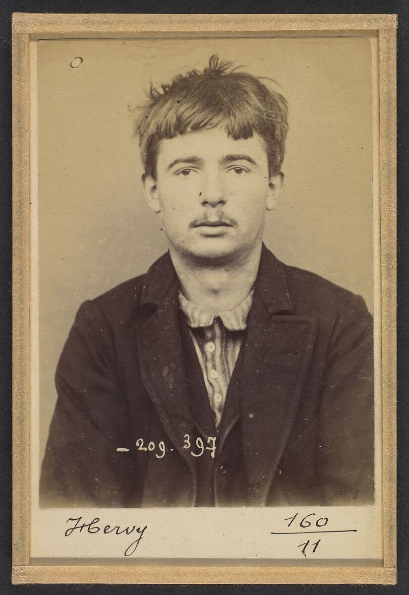 Hervy. Marcel, Noël. 19 ans, né à Paris XVIIIe. Raccommodeur de porcelaine. Anarchiste. 27/10/93., Alphonse Bertillon (French, 1853–1914), Albumen silver print from glass negative 