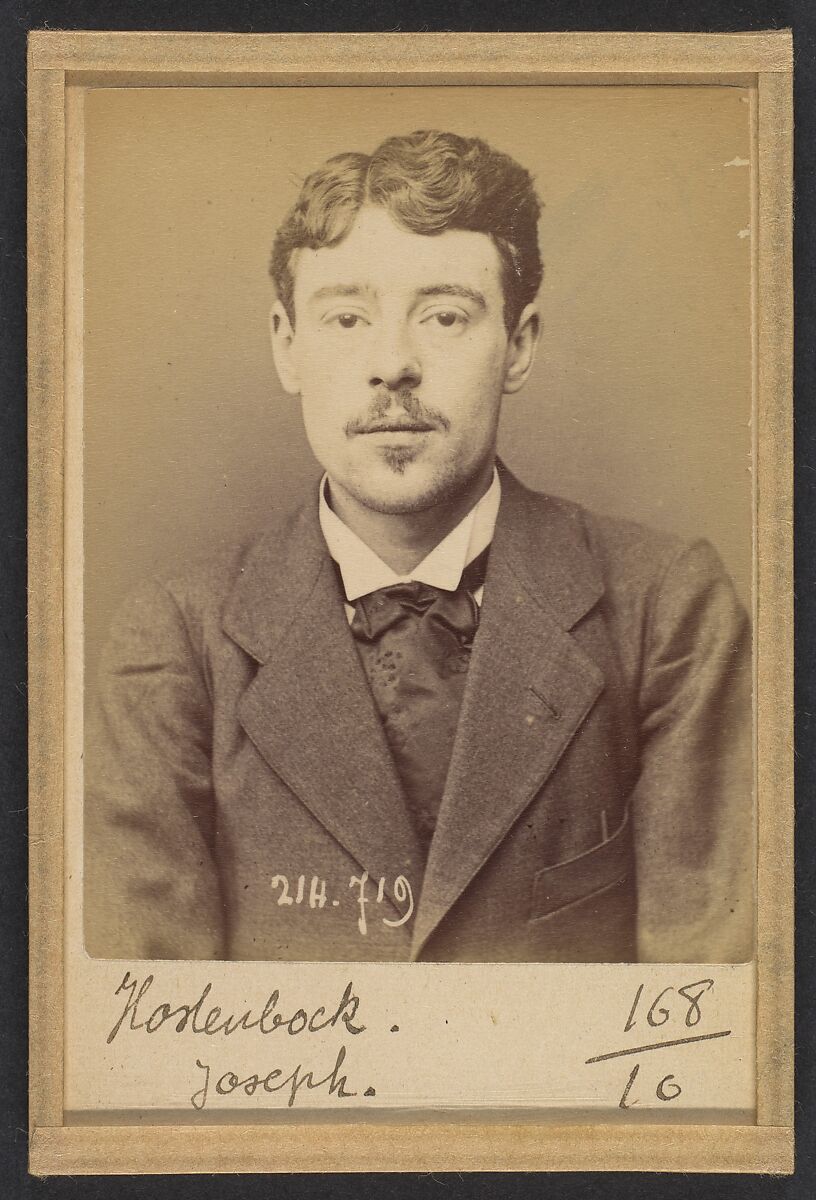 Hostenbock. Joseph, Louis. 22 ans, né à Bruxelles (Belgique). Coiffeur. Anarchiste. 26/2/94., Alphonse Bertillon (French, 1853–1914), Albumen silver print from glass negative 