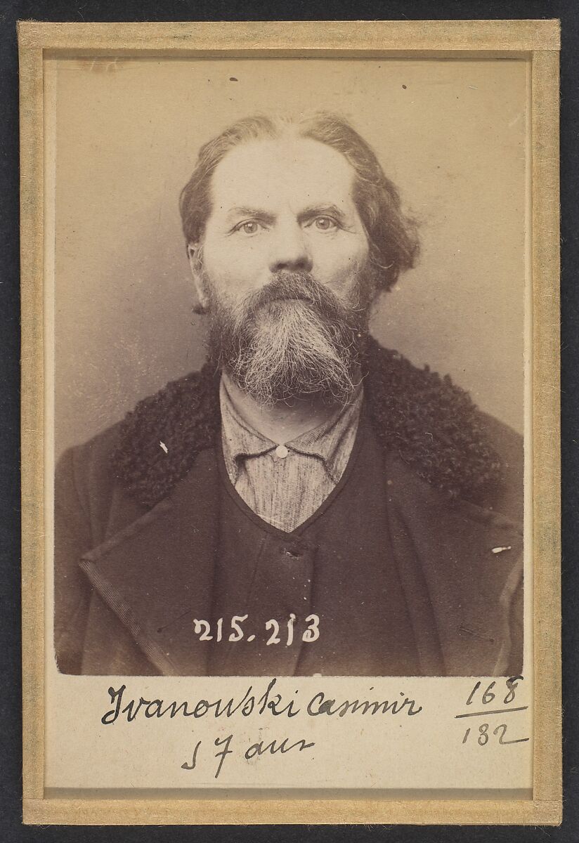 Iv(w)anowski. Casimir. 57 ans, né à Chalon-sur-Saône (Saône & Loire). Mécanicien. Anarchiste. 6/3/94., Alphonse Bertillon (French, 1853–1914), Albumen silver print from glass negative 