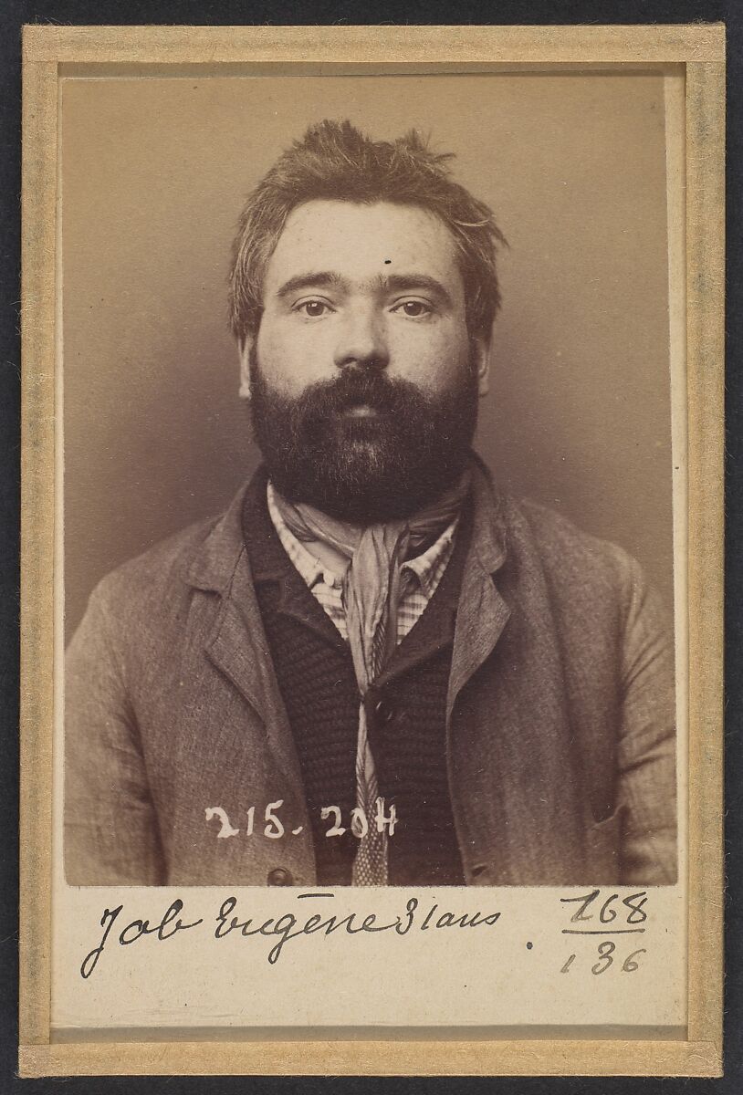 Job. Eugène, François. 31 ans, né à Paris Xle. Chaisier. Anarchiste. 6/3/94., Alphonse Bertillon (French, 1853–1914), Albumen silver print from glass negative 
