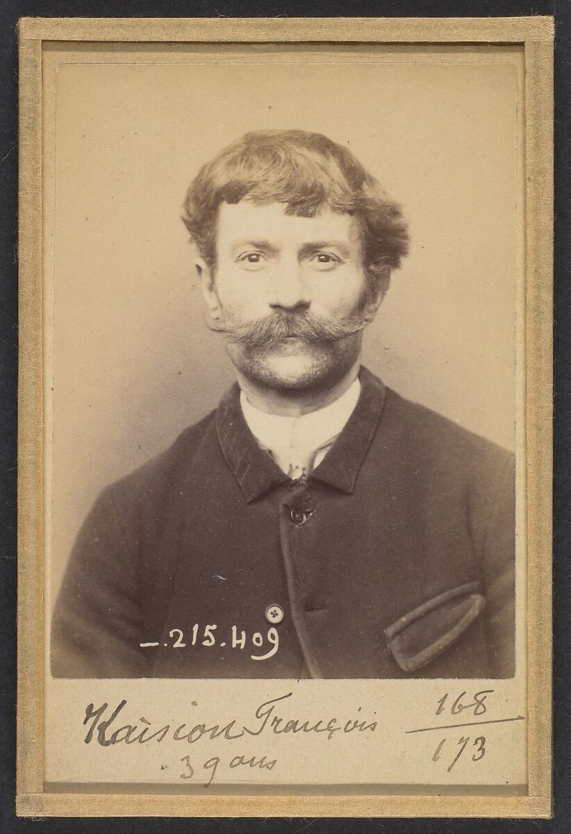 Kaision. François. 39 ans, né à Reims. Mégissier. Anarchiste. 9/3/94., Alphonse Bertillon (French, 1853–1914), Albumen silver print from glass negative 