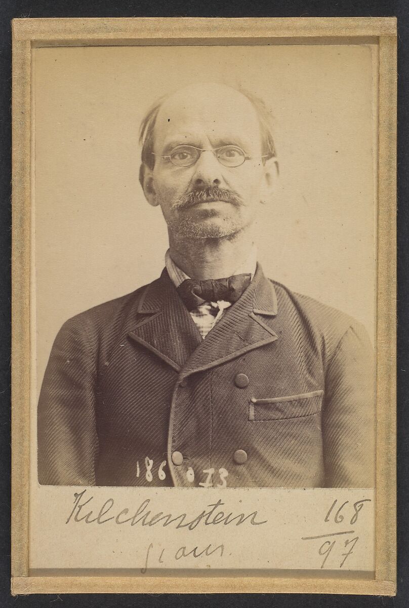 Kilchenstein. Dominique. 48 ans, né à Luneville (Meurthe & Moselle). Marchand au panier. Anarchiste. 23/4/92, Alphonse Bertillon (French, 1853–1914), Albumen silver print from glass negative 