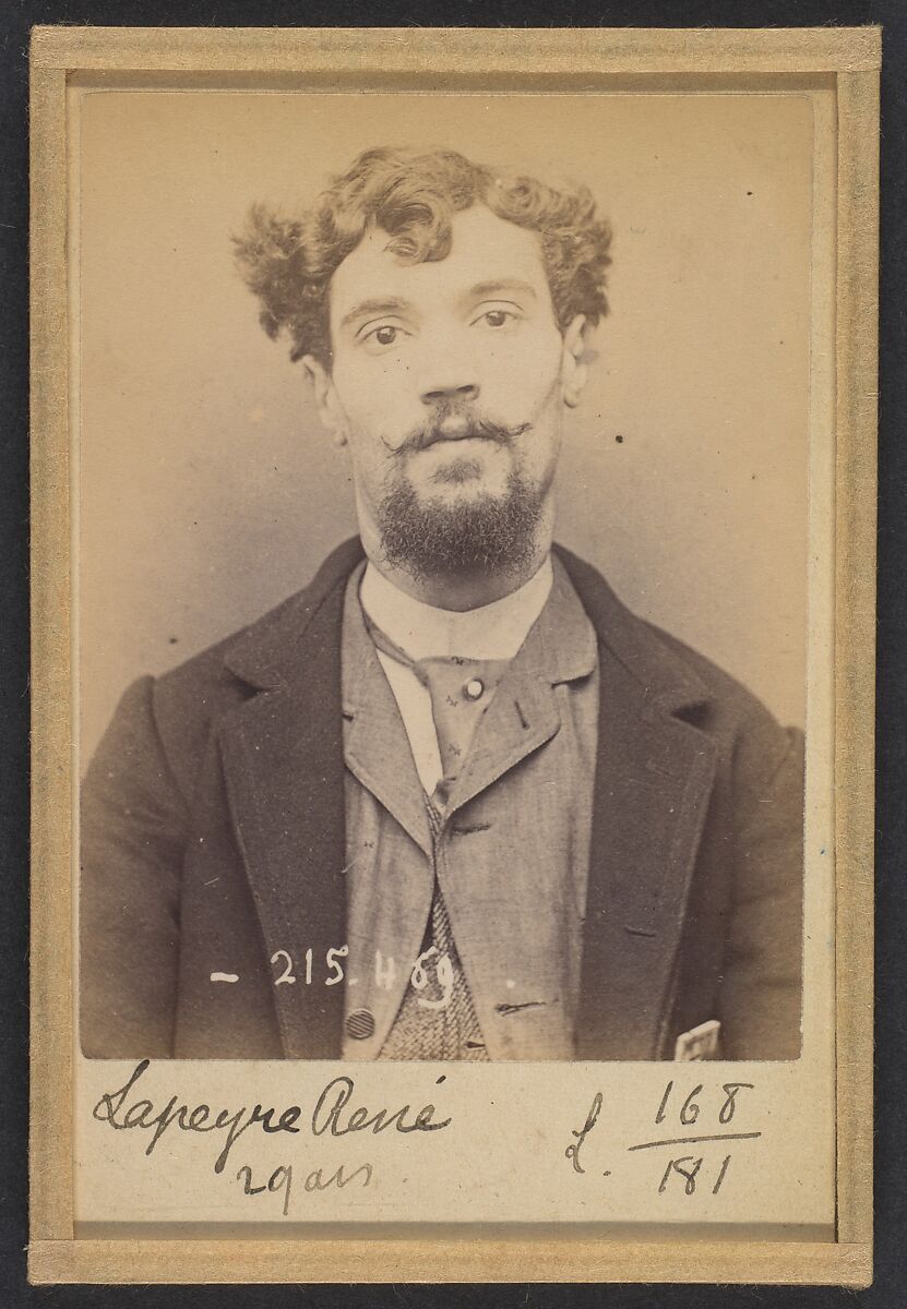 Lapeyre. Louis, Pierre. 29 ans. né à Rodez (Aveyron). Employé. Anarchiste. 10/3/94., Alphonse Bertillon (French, 1853–1914), Albumen silver print from glass negative 