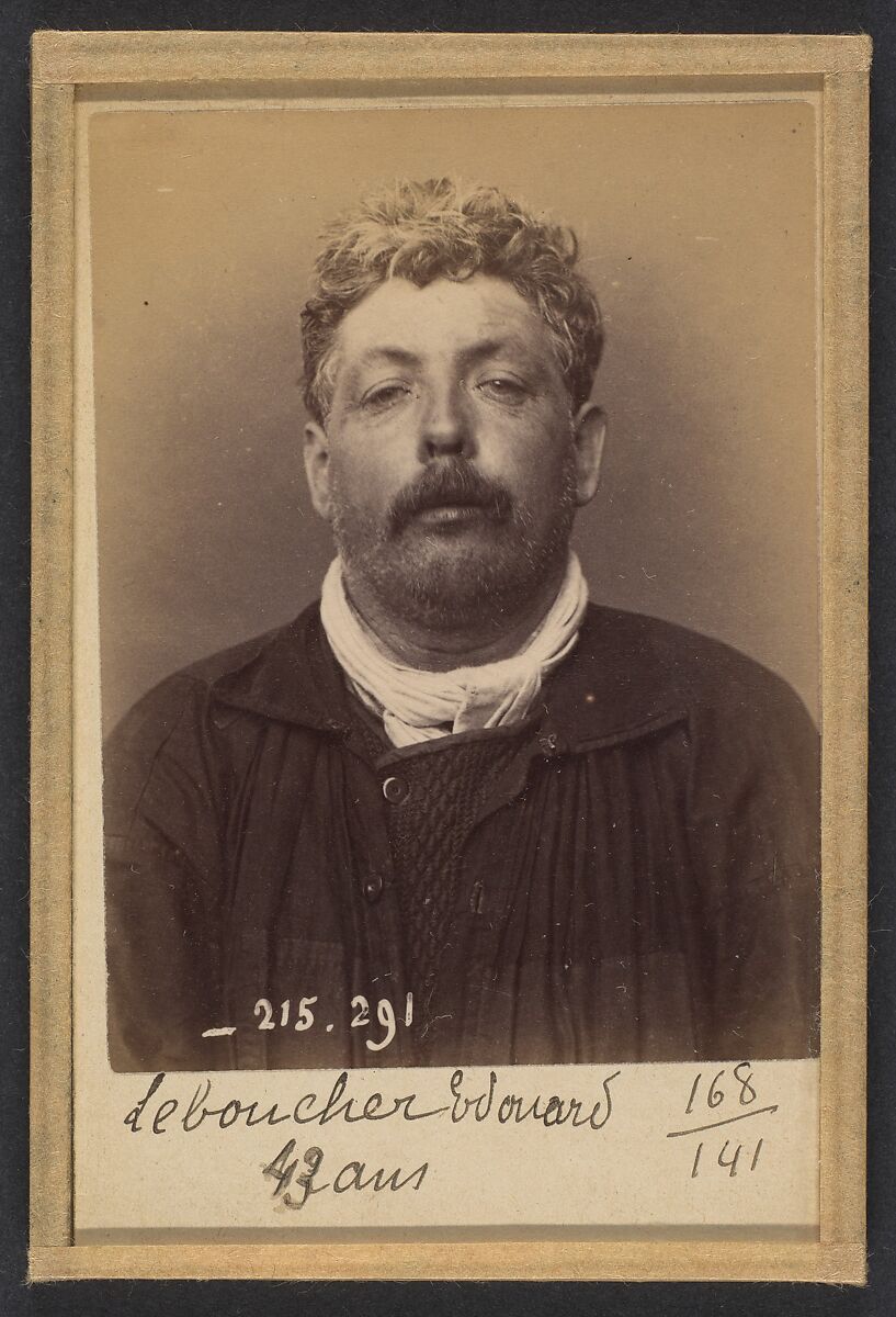 Leboucher. Edouard, Léon. 43 ans, né à Paris XIVe. Cordonnier. Anarchiste. 7/3/94., Alphonse Bertillon (French, 1853–1914), Albumen silver print from glass negative 