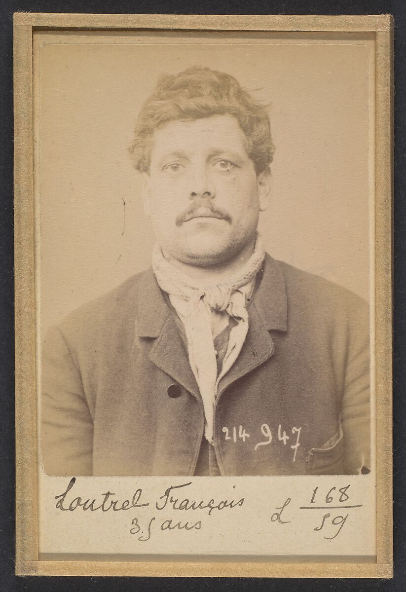 Loutrel. François. 37 ans, né à Paris XVlle. Journalier. Anarchiste. 1/3/94., Alphonse Bertillon (French, 1853–1914), Albumen silver print from glass negative 