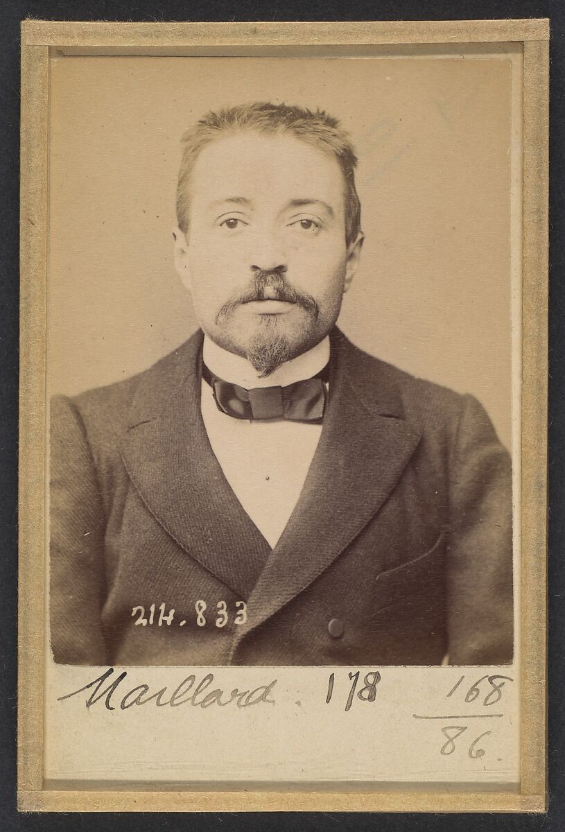 Maillard. Louis. 30 ans, né à Rennes (Ille & Vilaine). Employé de commerce. Anarchiste. 27/2/94., Alphonse Bertillon (French, 1853–1914), Albumen silver print from glass negative 