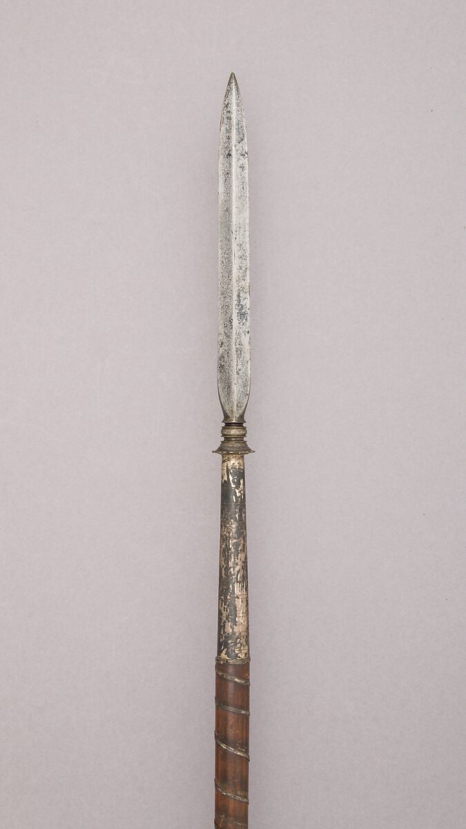 Spear, Wood, silver, steel, diamond, Javanese