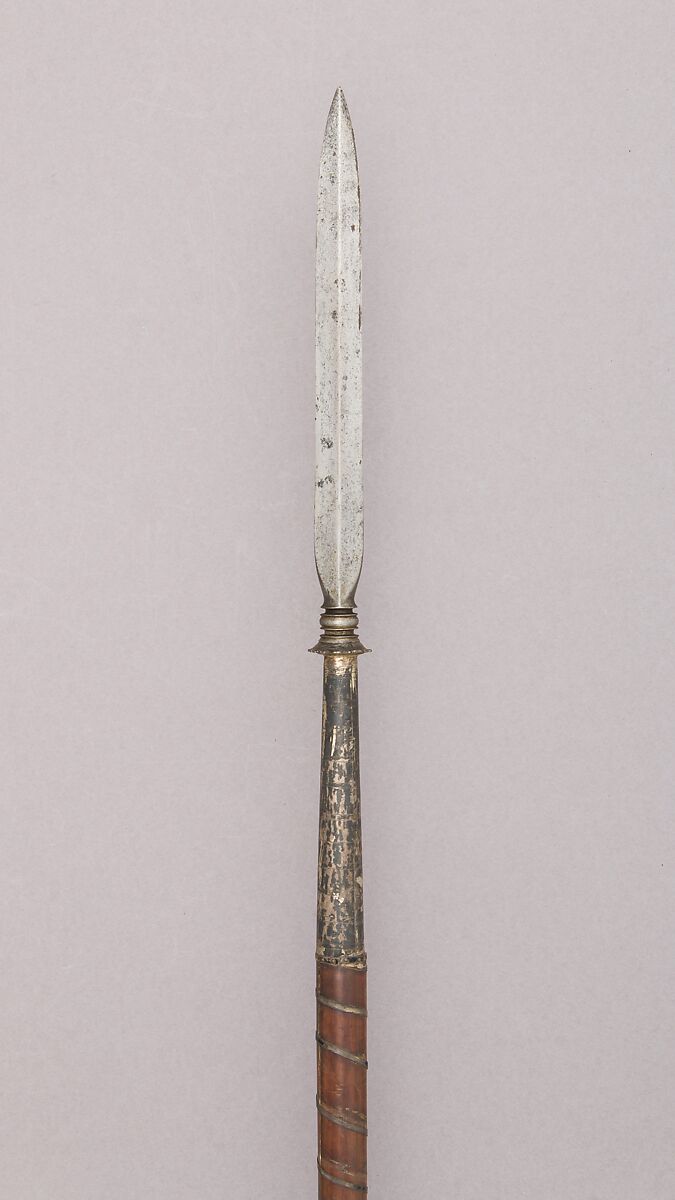 Spear, Wood, silver, steel, diamond, Javanese 