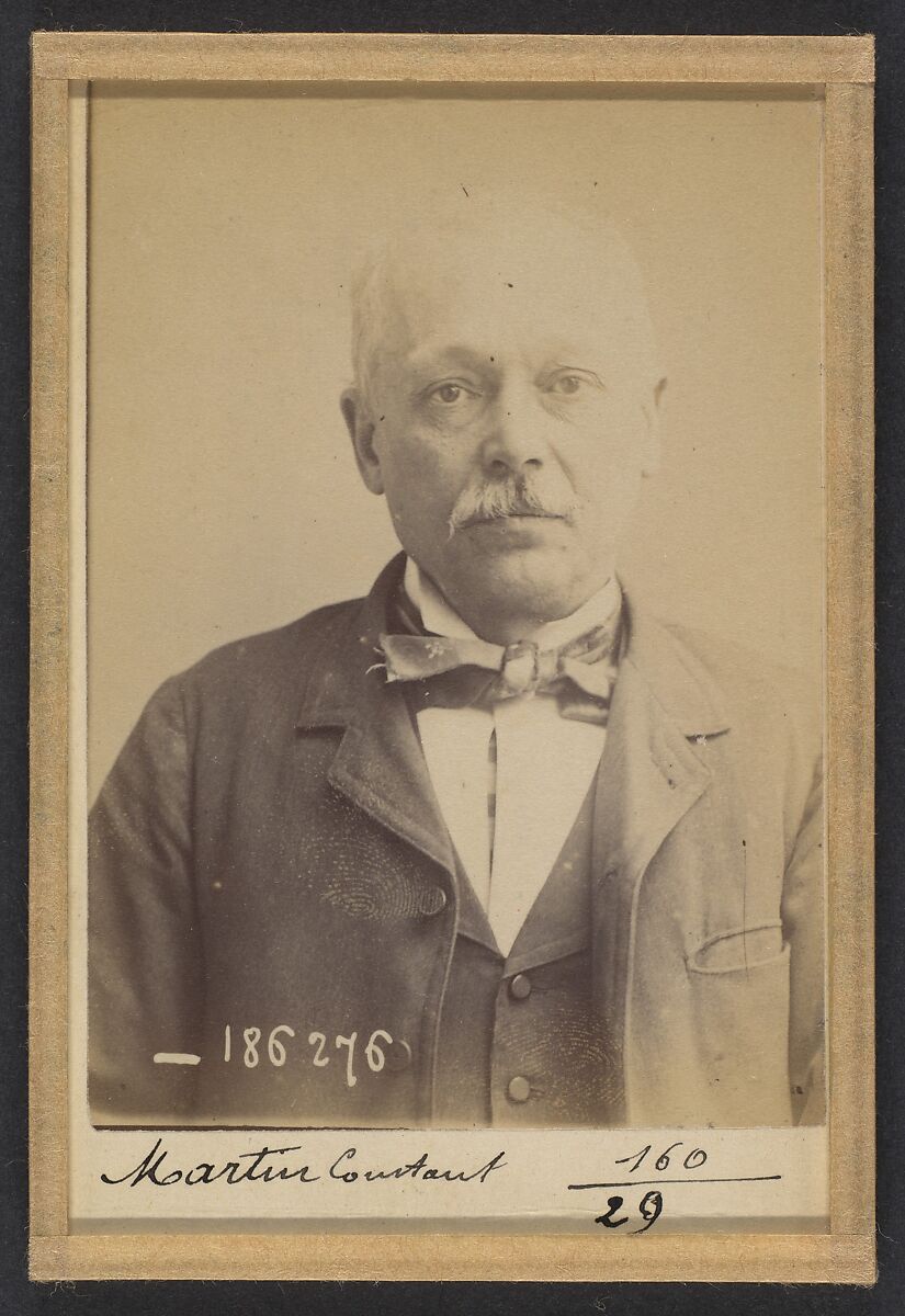 Martin. Constant. 53 ans, né le 5/4/39 à Santrevaux (Basses-Alpes). Crémier. Anarchiste. 27/4/92., Alphonse Bertillon (French, 1853–1914), Albumen silver print from glass negative 