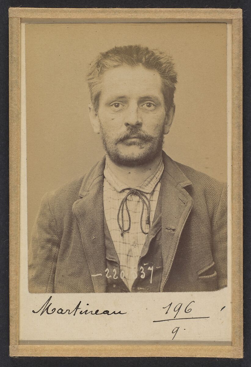 Martineau. Jules, Louis. 30 ans, né à Angers (Maine & Loire). Peintre en bâtiment. Anarchiste. 3/7/94., Alphonse Bertillon (French, 1853–1914), Albumen silver print from glass negative 