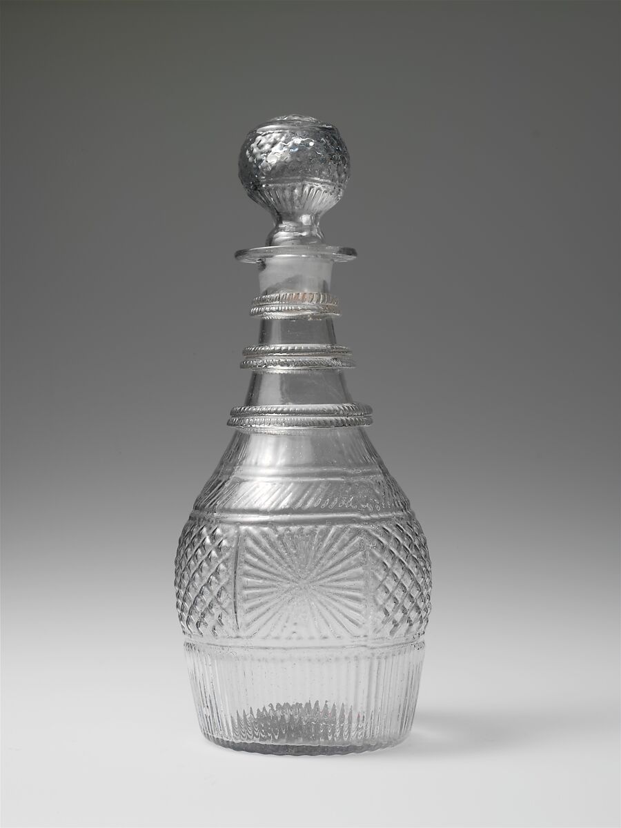 Decanter, Blown-molded glass, American 