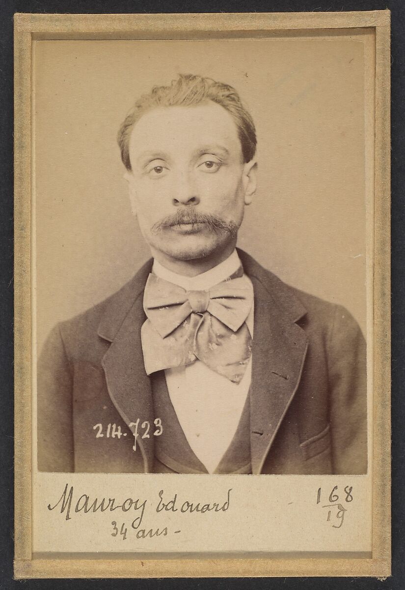 Mauroy. Alfred, Édouard. 34 ans, né à Paris VIIe. Dessinateur. Anarchiste. 26/2/94., Alphonse Bertillon (French, 1853–1914), Albumen silver print from glass negative 