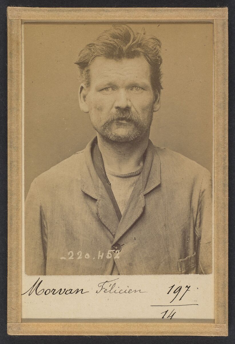Morvan. Félicien. 45 ans, né le 8/6/49 à Kerity (Côte du Nord). Menuisier. Anarchiste. 2/7/94., Alphonse Bertillon (French, 1853–1914), Albumen silver print from glass negative 