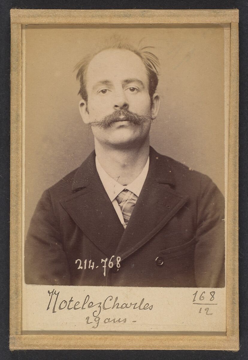 Notelez. Charles, Émile. 29 ans, né à Paris XXe. Portefeuilliste. Anarchiste. 26/2/94., Alphonse Bertillon (French, 1853–1914), Albumen silver print from glass negative 