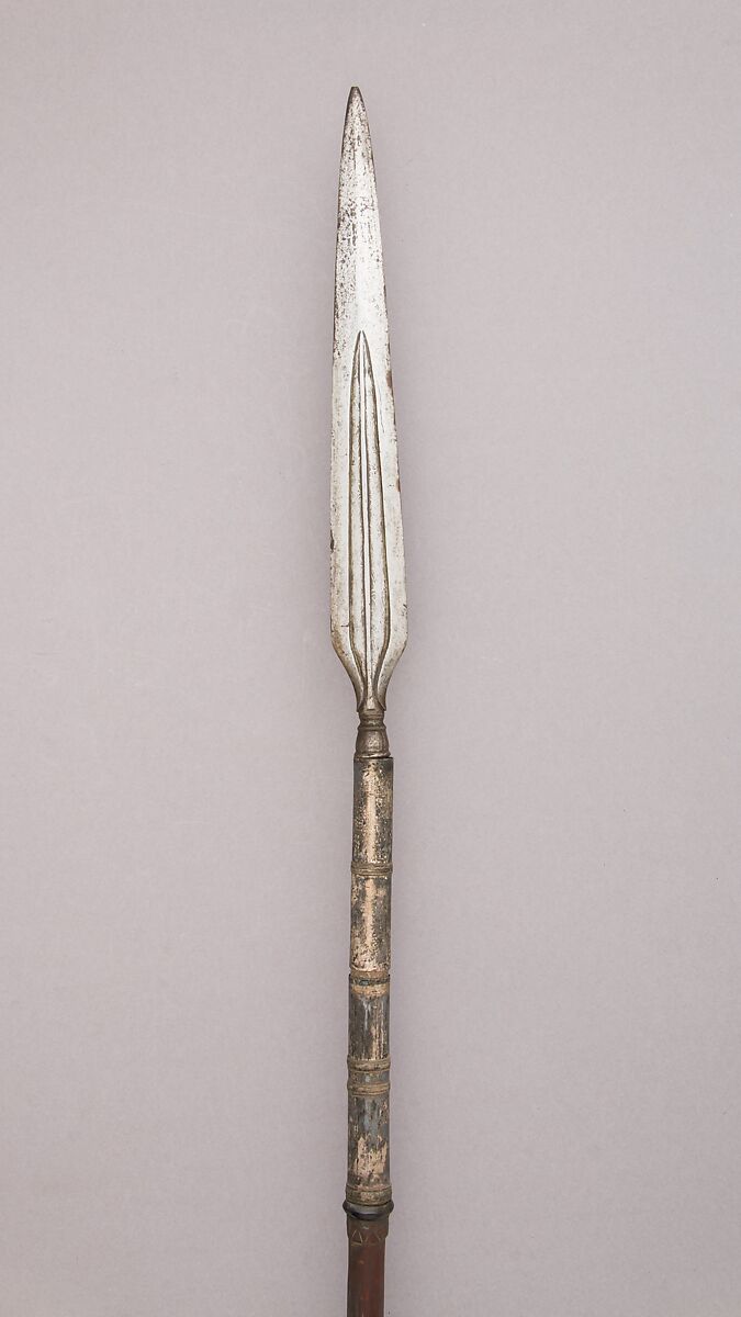 Spear, Steel, wood , silver, horn, Philippine, Jolo