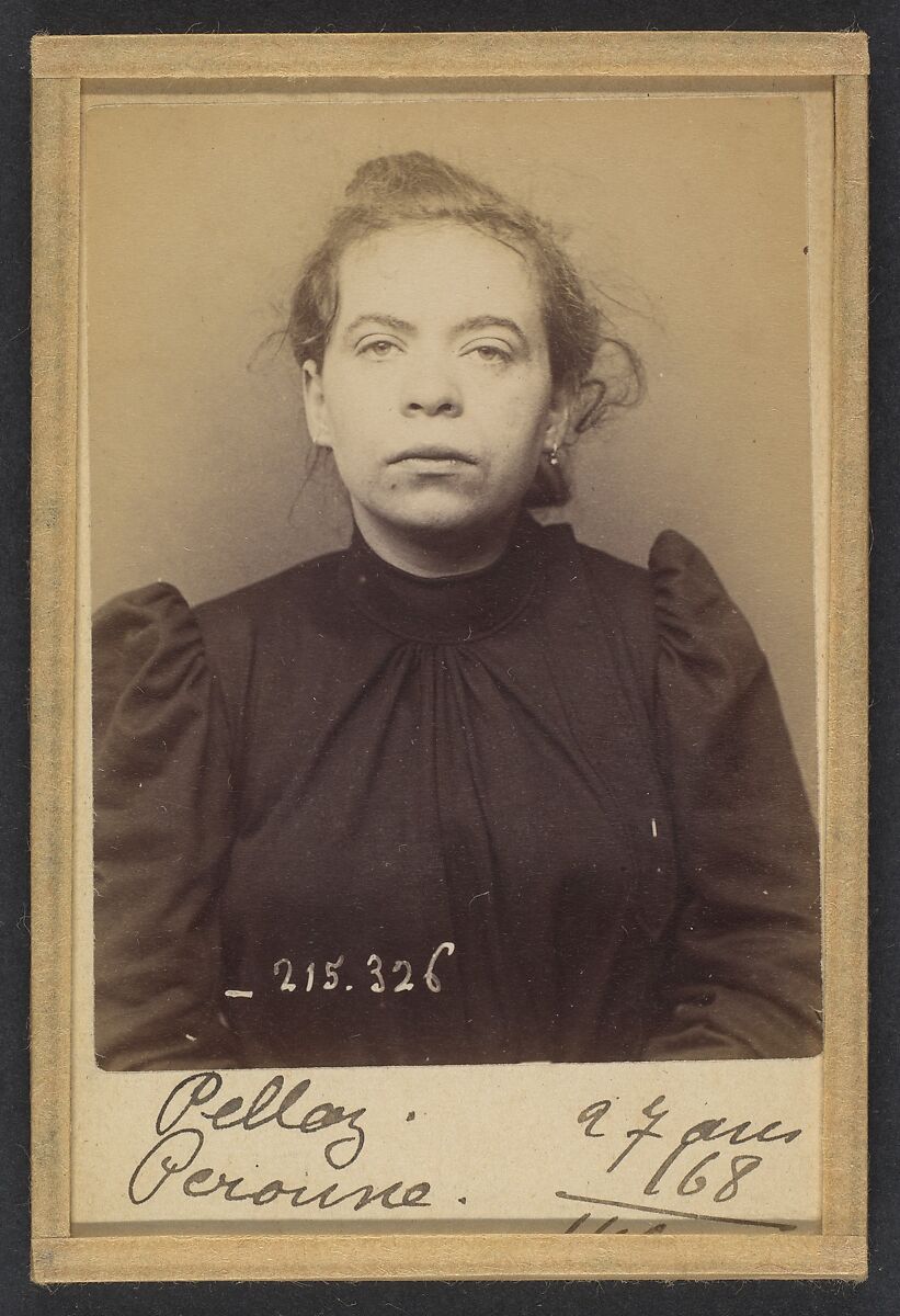 Pallaz (ou Pellaz). Péronne. 28 ans, née le 11/8/66 à Aix-les-Bains (Savoie). Cuisière. Anarchiste. 8/3/94., Alphonse Bertillon (French, 1853–1914), Albumen silver print from glass negative 