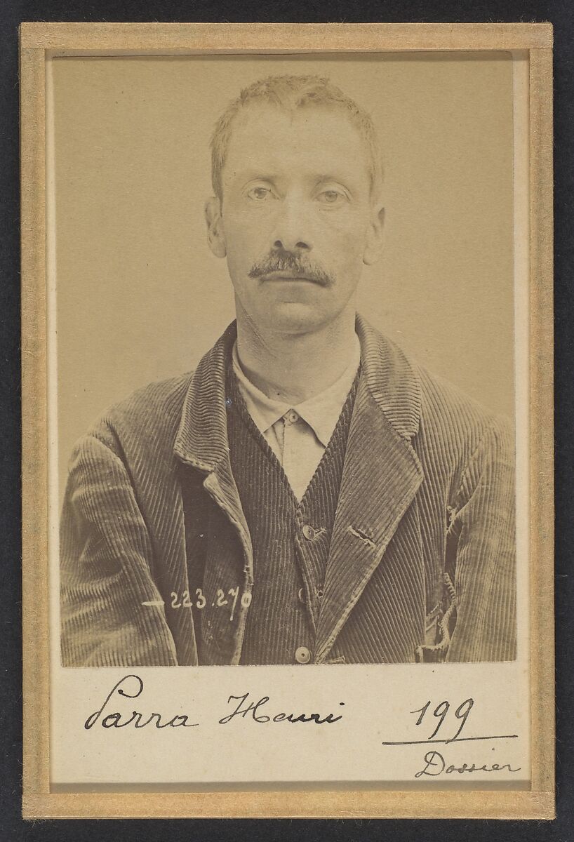 Para (ou Parra). Henri. 38 ans, né le 16/5/56 à Paris Ve. Camelot. Anarchiste. 4/9/94., Alphonse Bertillon (French, 1853–1914), Albumen silver print from glass negative 
