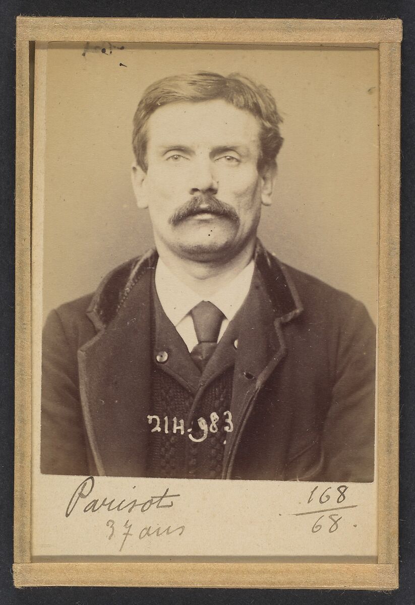 Parisot. Louis. 37 ans, né à Saint-Avalet (Moselle). Employé au "Petit Journal". Anarchiste. 2/3/94., Alphonse Bertillon (French, 1853–1914), Albumen silver print from glass negative 