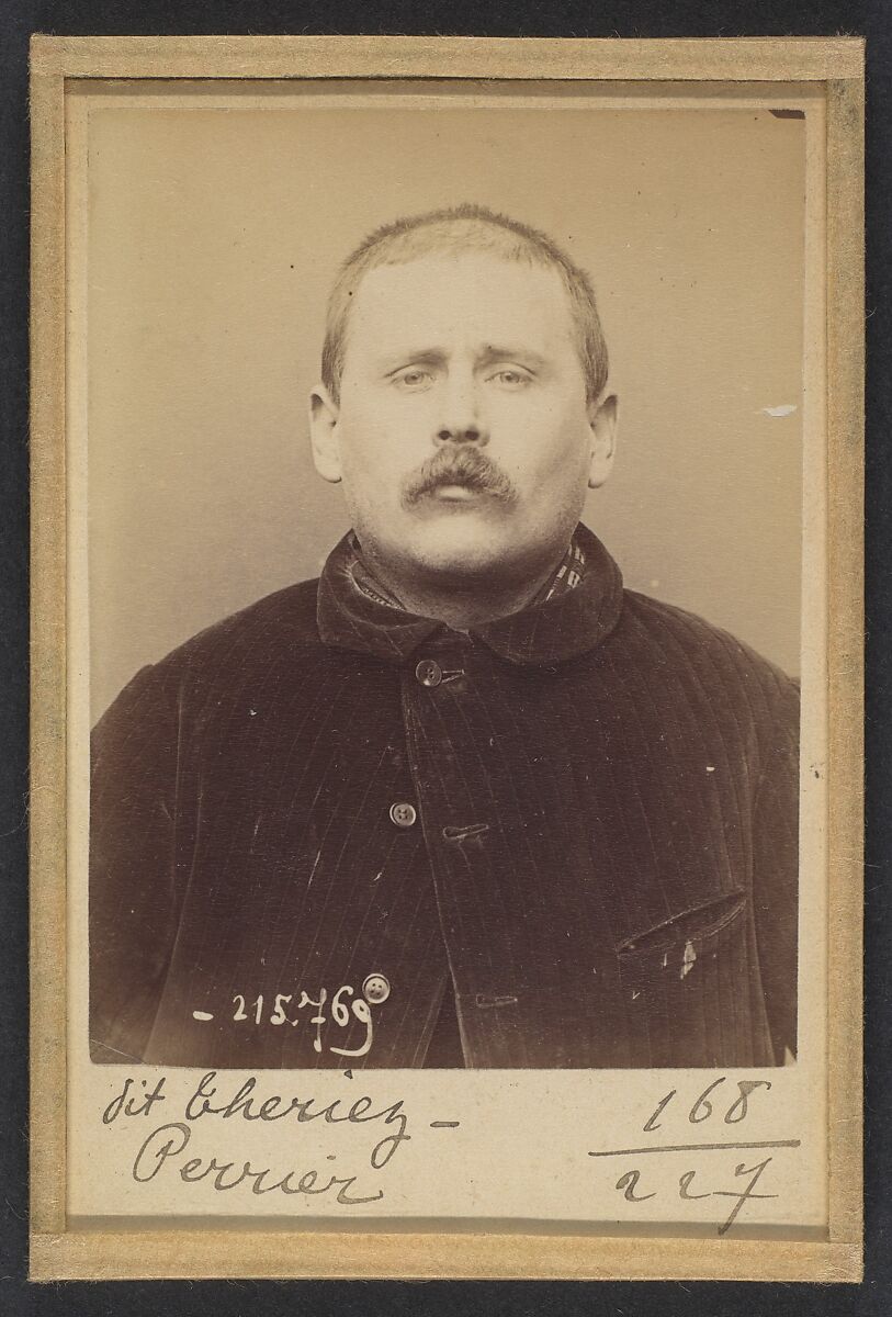 Perrier (dit Theriez). Louis. 35 ans, né le 25/8/58 à Paris Vllle. Ébéniste. Anarchiste. 16/3/94., Alphonse Bertillon (French, 1853–1914), Albumen silver print from glass negative 