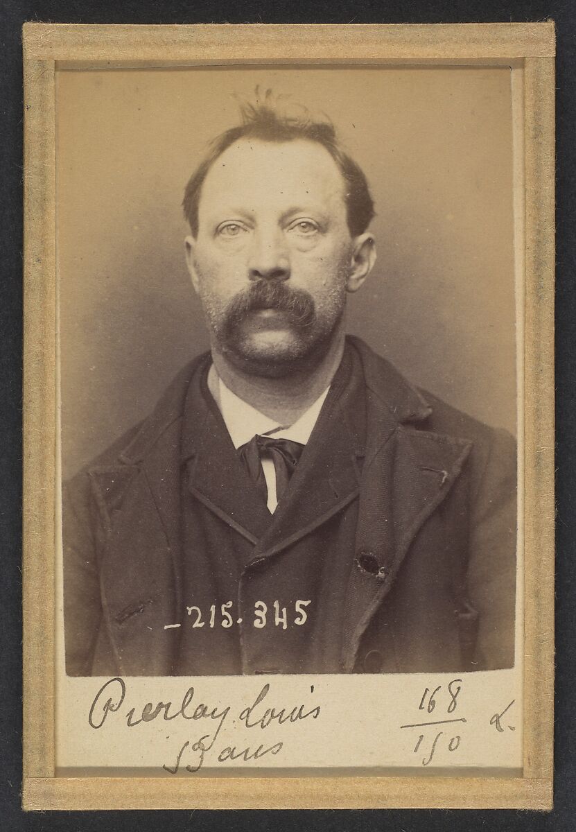 Pierlay. Louis, Victor. 53 ans, né à Paris XVIle. Sculpteur. Anarchiste. 8/3/94., Alphonse Bertillon (French, 1853–1914), Albumen silver print from glass negative 