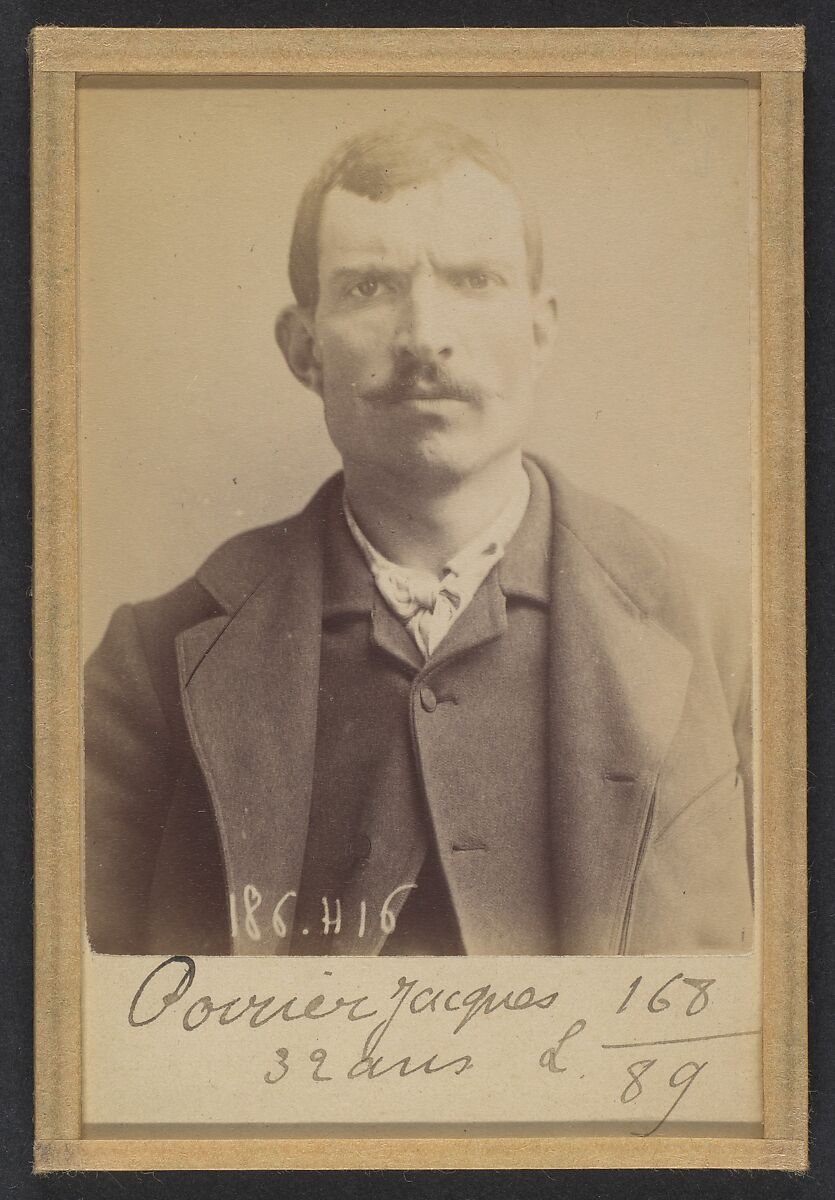 Poirier. Jacques, Étienne. 30 ans, né à Gien (Loiret). Garçon de marchand de vins. Anarchiste. 30/4/92., Alphonse Bertillon (French, 1853–1914), Albumen silver print from glass negative 