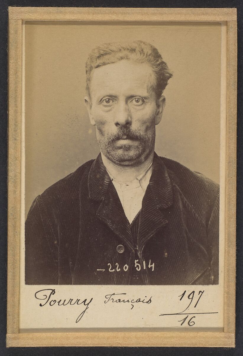 Pourry. François, Nicolas. 58 ans, né à Ars-sur-Moselle (Alsace-Lorraine). Ajusteur. Anarchiste. 3/7/94., Alphonse Bertillon (French, 1853–1914), Albumen silver print from glass negative 