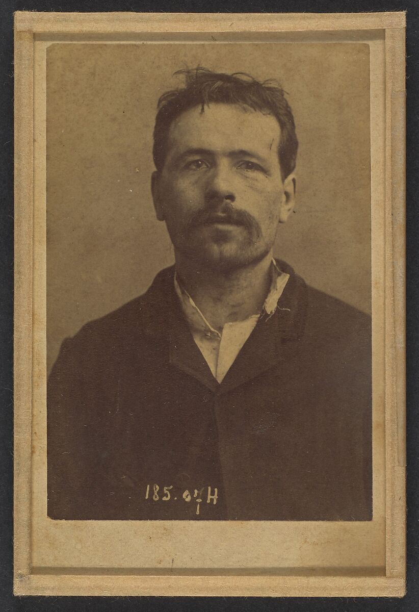 Ravachol. François Claudius Kœnigstein. 33 ans, né à St-Chamond (Loire). Condamné le 27/4/92., Alphonse Bertillon (French, 1853–1914), Albumen silver print from glass negative 