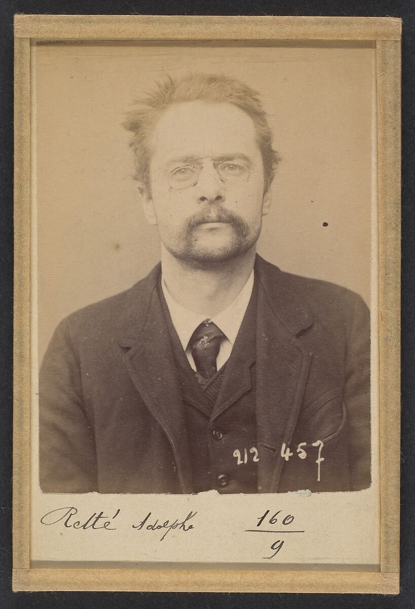 Retté. Adolphe. 30 ans, né à Paris IXe. Homme de lettre. Cris séditieux. 21/1/94., Alphonse Bertillon (French, 1853–1914), Albumen silver print from glass negative 