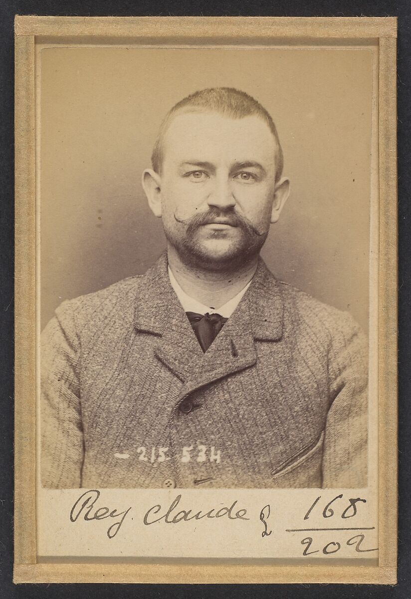 Rey. Claude. 23 ans, né le 24/5/70 au Creusot (Saone & Loire). Ébéniste. Anarchiste. 12/3/94., Alphonse Bertillon (French, 1853–1914), Albumen silver print from glass negative 