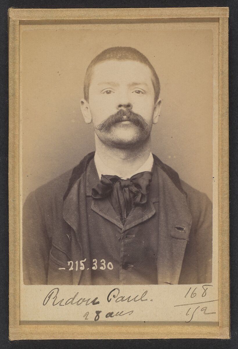 Ridou. Paul, François. 27 (ou 28) ans. Ébéniste. Anarchiste. 8/3/94., Alphonse Bertillon (French, 1853–1914), Albumen silver print from glass negative 