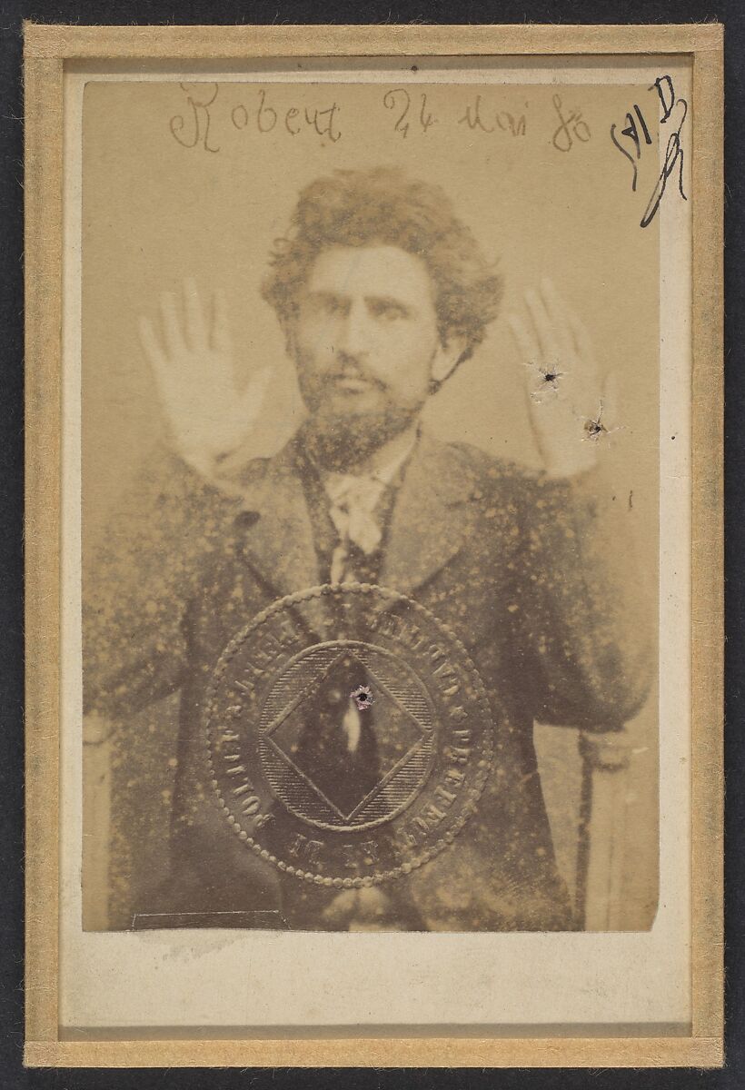 Robert. Fritz, Malatesta. 24 ans, Suisse. Excitation à la haine des citoyens les uns contre les autres, expulsé., Alphonse Bertillon (French, 1853–1914), Albumen silver print from glass negative 