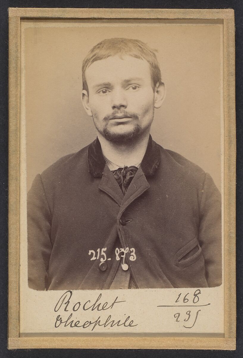 Rochet. Théophile. 24 ans, né à Rennes (Ille-et-Vilaine) le 7/6/69. Cordonnier. Anarchiste. 18/3/94., Alphonse Bertillon (French, 1853–1914), Albumen silver print from glass negative 