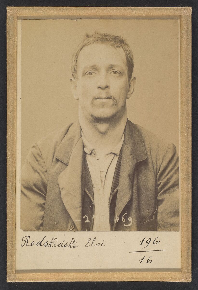 Rodskidski. Eloi, Jean-Baptiste. 37 ans, né à Paris Xlle 13/12/56. Mécanicien. Anarchiste. 2/7/94, Alphonse Bertillon (French, 1853–1914), Albumen silver print from glass negative 