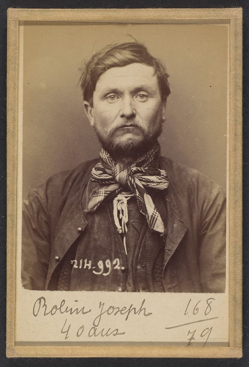 Roobin. Joseph. 40 ans, né à Bourgneuf (Loire-Inférieure). Terrassier. Anarchiste. 2/3/94, Alphonse Bertillon (French, 1853–1914), Albumen silver print from glass negative 