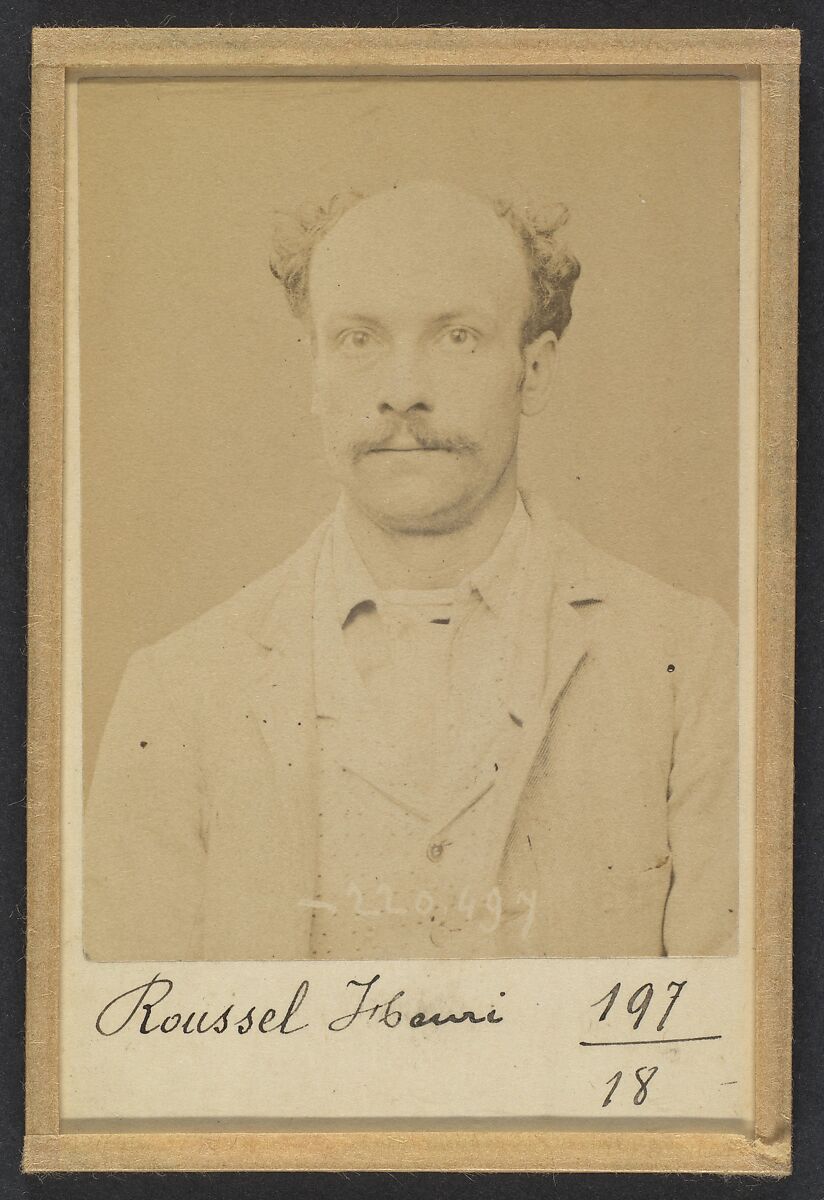 Roussel. Henri-Louis. 28 ans, né à Paris le 2/10/65. Ardoiseur. Anarchiste. 2/7/94., Alphonse Bertillon (French, 1853–1914), Albumen silver print from glass negative 