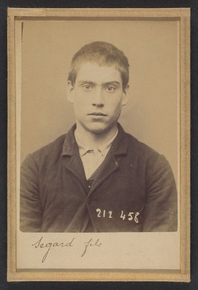 Segard. Émilien (dit Segard Fils). 18 ans, né à Saloüel (Somme). Peintre en voitures. Anarchiste. 2/7/94., Alphonse Bertillon (French, 1853–1914), Albumen silver print from glass negative 