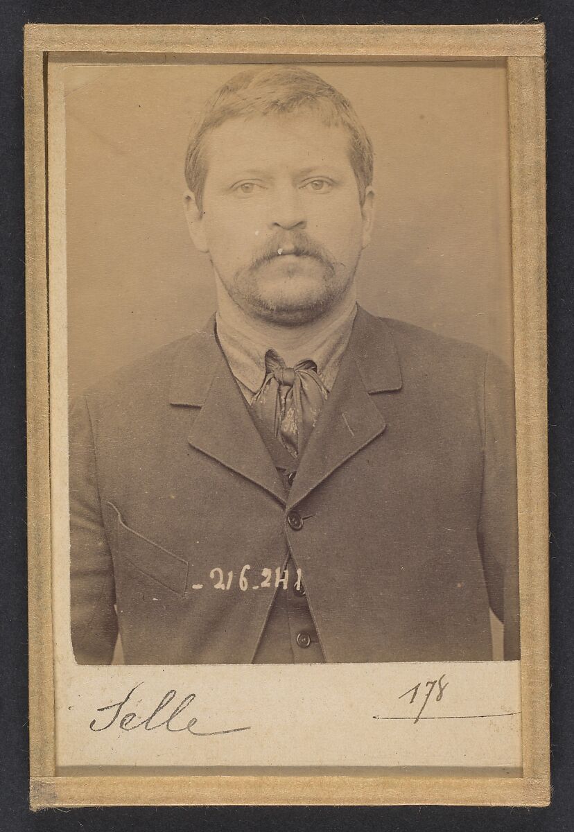 Selle. Louis- Désiré-Honoré. 31 ans, né à Bougival. Cordonnier. Anarchiste. 26/3/94., Alphonse Bertillon (French, 1853–1914), Albumen silver print from glass negative 