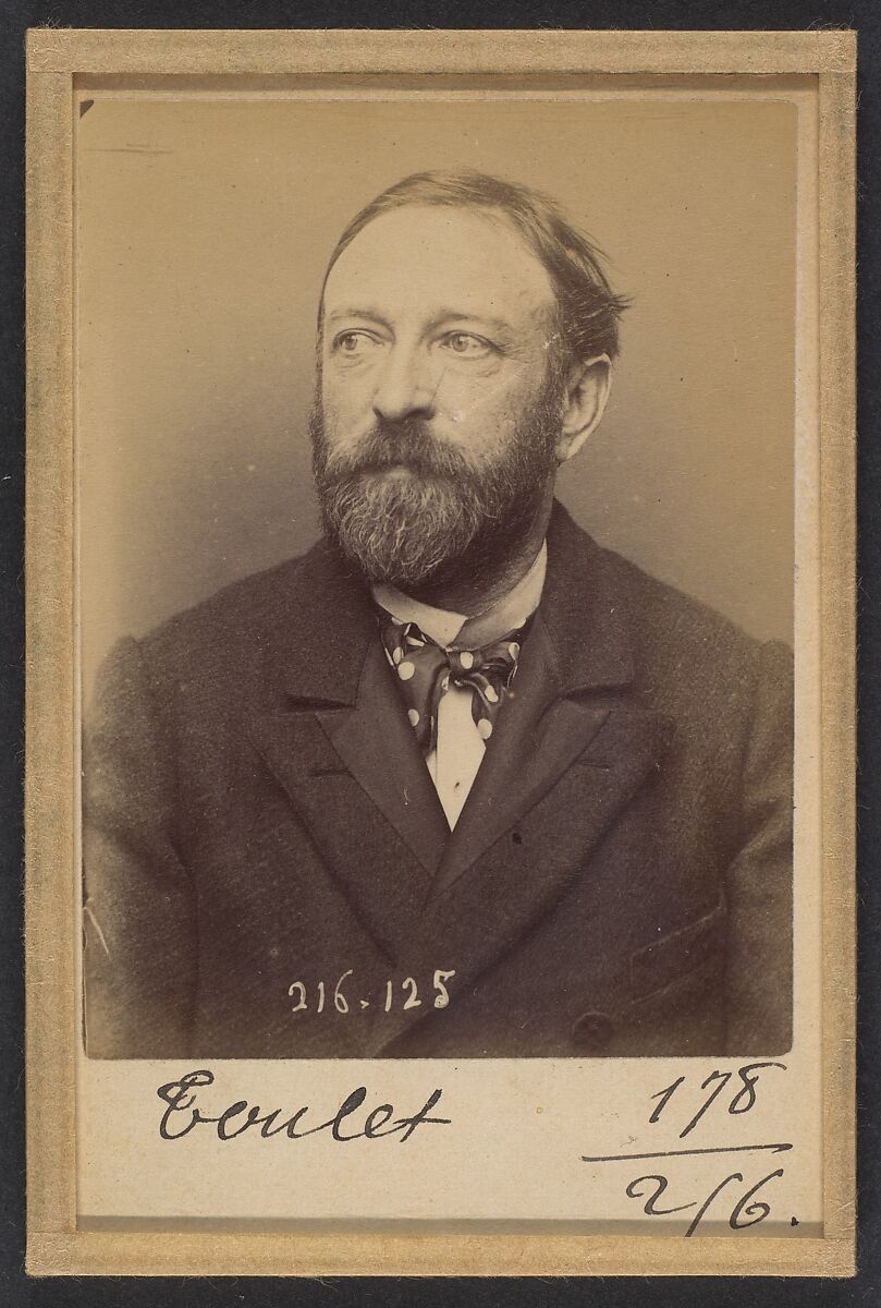 Toulet. Guy, Flavien. 41 ans, né à Boufler (Somme). Entrepreneur de peinture. Anarchiste. 23/3/94., Alphonse Bertillon (French, 1853–1914), Albumen silver print from glass negative 